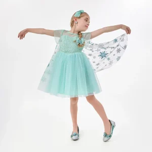 Girls Glitter Detail Princess Dress Costume Set with Custom Color and Size