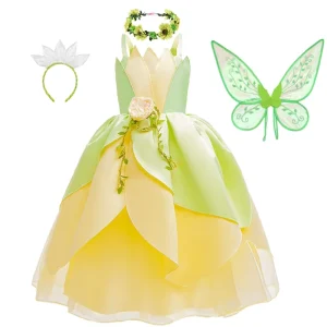 Girls Green Frog Princess Dress Polyester Party Costume