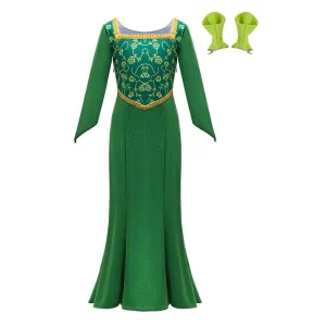 Girls Halloween Carnival Cosplay Princess Costume Green Dress DONG-002