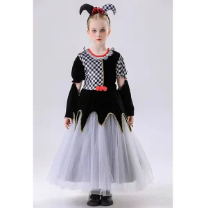 Girls’ Halloween Clown Plaid Skirt Costume