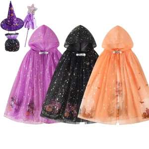 Girls’ Halloween Witch Costume with Cape