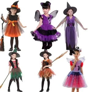Girls’ Halloween Witch Dress Cosplay Costume