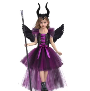 Girls Halloween Witch Dress, Vampire Princess Stage Dance Costume