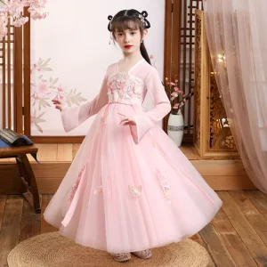Girls Hanfu Princess Dress Spring and Summer Short-Sleeved Ancient Style