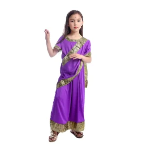 Girls’ Indian Bollywood Princess Ethnic Sari Costume for Nativity and Dress-Up