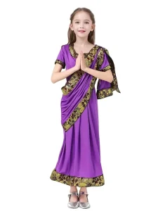 Girls’ Indian Bollywood Princess Ethnic Sari Costume for Nativity and Dress-Up