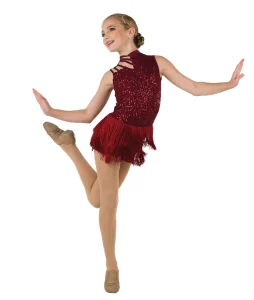 Girls Jazz Dance Costume Sequin Latin Dance Skirt Spandex Polyester Dress for Stage Performance Age Group Children