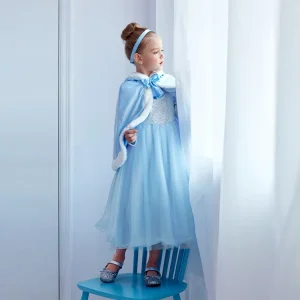 Girls’ Light Blue Tiered Skirt Gown for Stage Performance