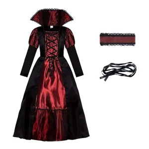 Girls Medieval Queen Vampire Halloween Dress-Up Costume