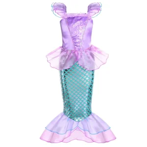 Girls Mermaid Princess Dress Costume for Halloween Birthday Party Cosplay