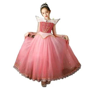 Girls Pink Princess Cosplay Costume Dress for Halloween and Carnival Parties