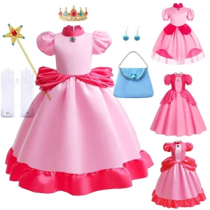 Girls Pink Princess Costume Dress for Cosplay and Performance