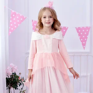 Girls’ Polyester Ruffled Layered Stage Performance Dress