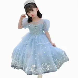 Girls Princess Cosplay Dress Halloween Costume Birthday Party Fancy Dress Kids Elsa Role Children Outfits Costume Dress