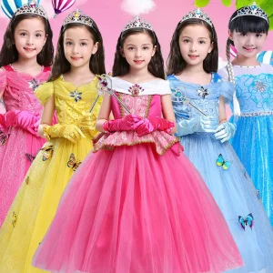 Girls Princess Dress Kids Costume for Christmas Birthday Party, 2-10 Years