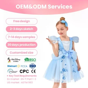 Girls Princess Fancy Dress Costume with Carriage Print
