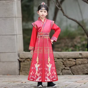 Girls’ Red Hanfu Spring Dress Ancient Chinese Tang Suit Traditional Costume
