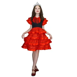 Girls Red Princess Dress Costume for Halloween Role Play