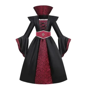 Girls Royal Vampire Costume Victorian Gothic Dress-Up Party Outfit