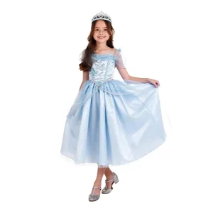 Girls Satin Stage Performance Costume with Sequin Detail and Tiara