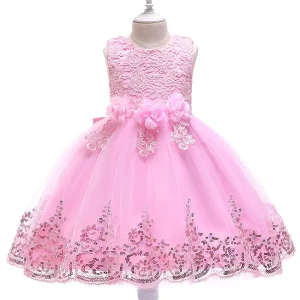 Girls Sequin Embroidery Puffy Prom Gown Formal Evening Tutu Dress