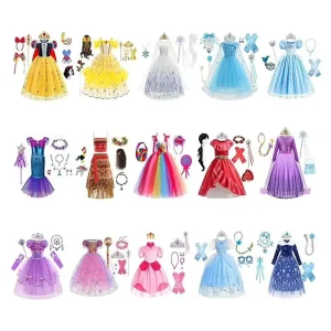 Girls Sequined Princess Dress Costume Shiny Fancy Gown for Birthday Parties and Cosplay