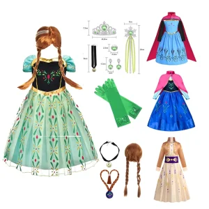 Girls Snow Queen Princess Cosplay Dress Costume
