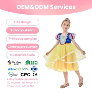 Girls Snow White Princess Skirt with Lace Trim, Polyester