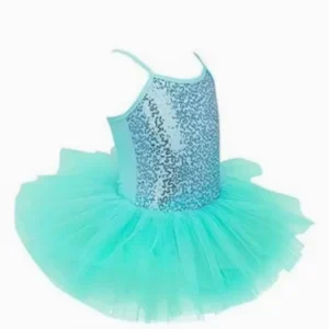 Girls Sparkly Ballet Tutu Dress Shiny Sequins Dance Leotard with Tulle Skirt Kids Ballerina Performance Dance Costume