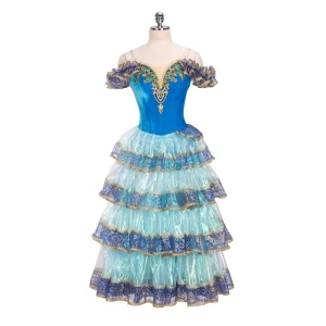 Girls Three-Layer Cake Lace Skirt Ballerina Giselle Romantic Court Dance Long Dress
