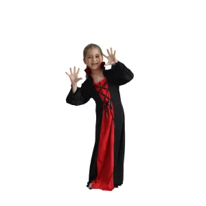 Girls Vampire Witch Cosplay Costume Lace Faux Twinset Long-Sleeve Dress Party Costume