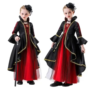 Girls’ Witch and Vampire Long Sleeve Stage Costume Dress