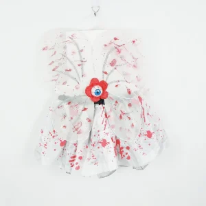 Girls’ Zombie Costume Set with Blood Splatter Fairy Wings Tutu Skirt and Gloves