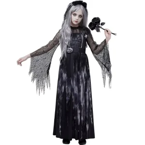 Girls’ Zombie Ghost Bride Halloween Costume Dress Polyester