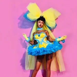 Gogo Dancer Stage Dance Performance Outfit for Adult Party Club Female Model Show Costume with Bow Headpiece