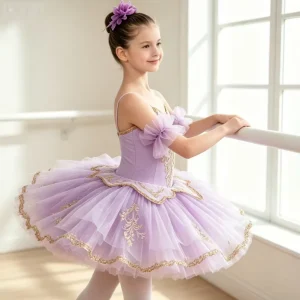 Golden Embroidery Ballet Tutu Dress Layered Tulle Ballerina Costume Multi Colors Stage Performance Competition Outfits For Girls