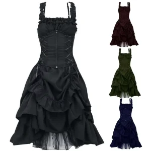 Gothic Lolita Dress Vintage Corset Vampire Medieval Y2K Punk Halloween Cosplay Costume