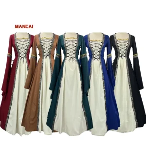 Gothic Medieval Dress Renaissance Victorian Cosplay Carnival Halloween Costume Women’s Court Robe