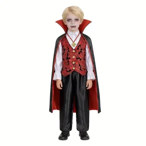 Gothic Vampire Costume Deluxe Set for Halloween Party and Carnival Cosplay