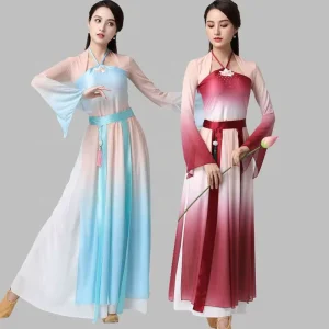 Gradient Color Chinese Style Belly Dance Performance Costume for Women