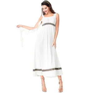 Greek Goddess Arab Medieval Roman Couple White Dress Cosplay Costume