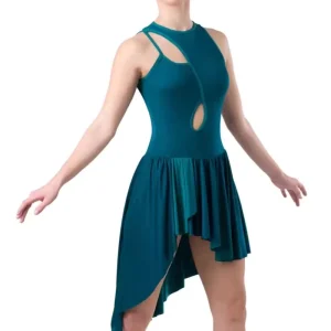 Green Blue Latin Dance Dress Soft Stretch Mesh Girl Dance Wear Lyrical Stage Performance Dance Costume