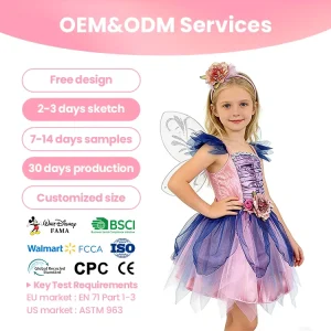 Green Fairy Princess Costume for Girls with Tutu, Headband, and Wings