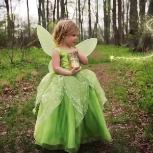 Green Princess Dress Up Party Costume for Girls for Halloween & Other Festivities for Children