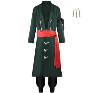 Green Robe Costume for Anime Pirate Character Cosplay Stage Performance