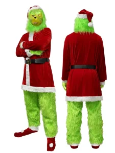 Grinch Costume Long Fluff Polyester Suit Christmas Party Role Play Factory Customized TV Movie Adult
