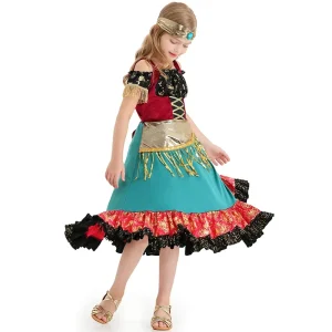 Gypsy Girl Bohemian Sequined Strap Dance Performance Dress Game-Playing Costume