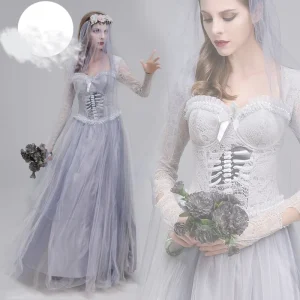 Halloween Adult Ghost Bride Cosplay Costume Horror Bloody Vampire Carnival Dress