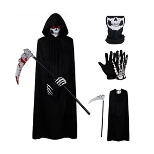 Halloween Adult Reaper Black Cape Cosplay Accessories Set