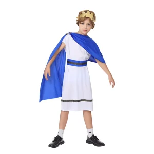 Halloween Ancient Greek Costume Zeus Roman Toga Children Unisex Holiday Performance Outfit Prince and Princess Cosplay Set